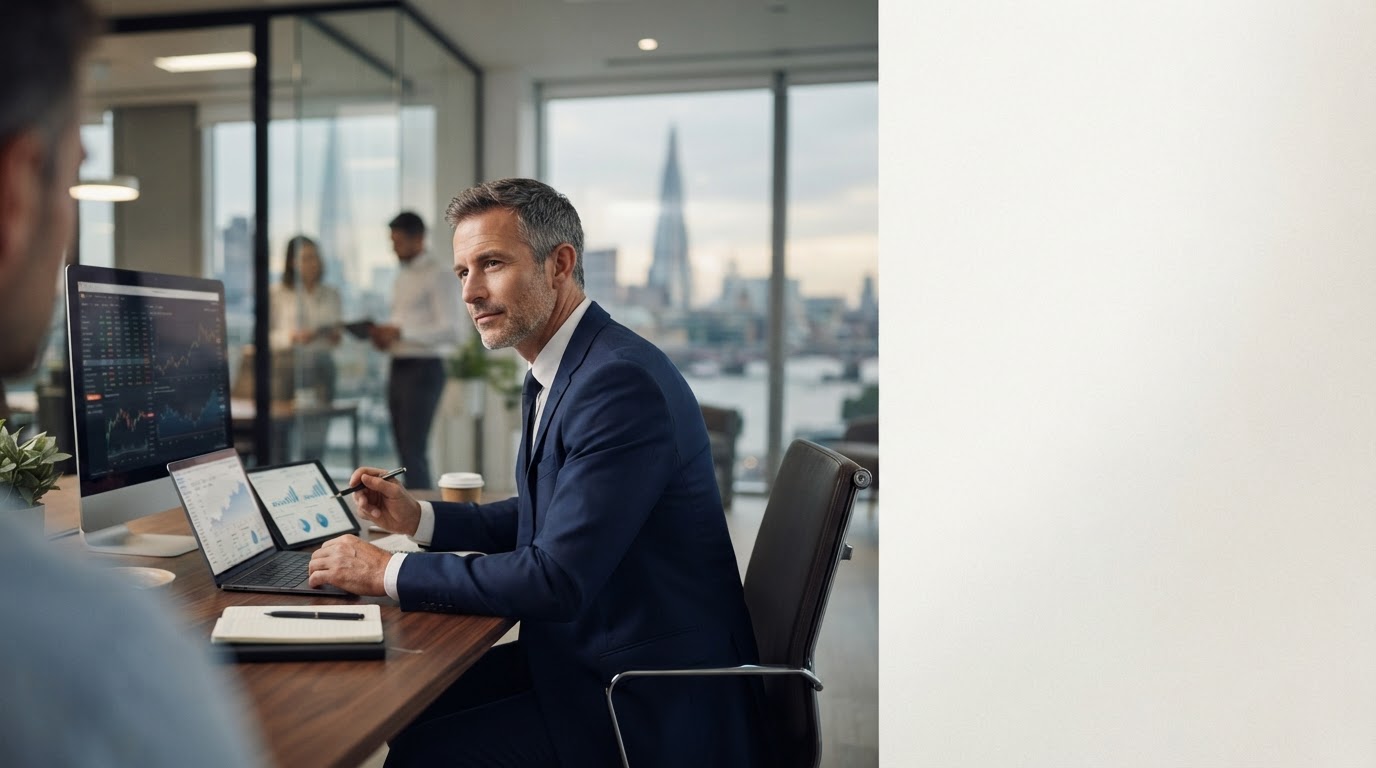 BTC Luroton professional office setting representing AI-driven investment analysis